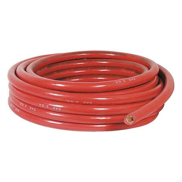 Quickcable Battery Cable,2 ga.,Solid,60V,PVC,Red 200204-396-025