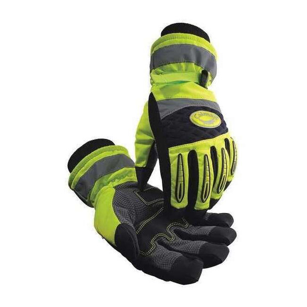 Hi-Vis Cold Protection Gloves, Synthetic Leather Palm, Heatrac Lining, Lime, Xl