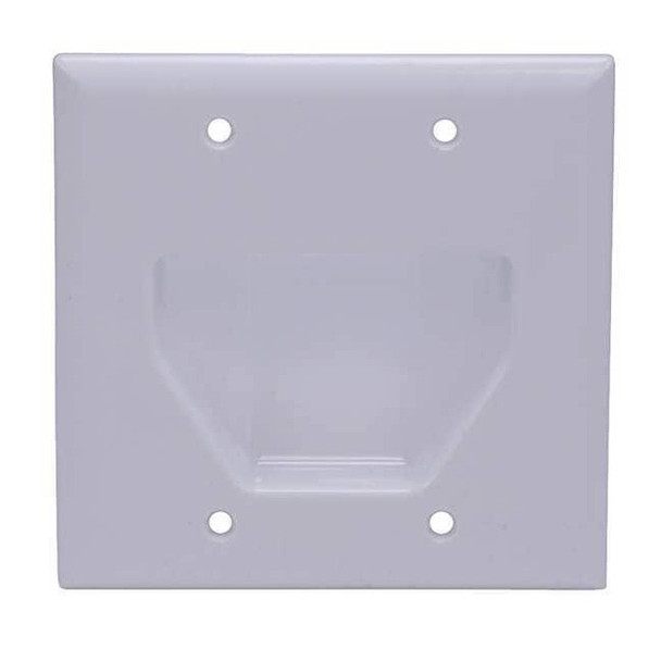Monoprice Wall Plate,Cable,Recessed,2G,Wht 4001