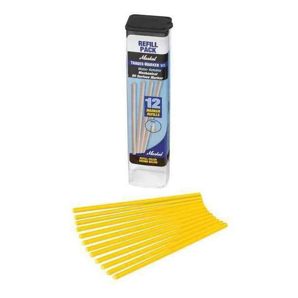 Markal Industrial Marker, Medium Tip, Yellow Color Family, Wax, 12 PK 096181