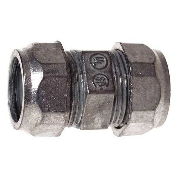 Raco EMT Coupling, 1-1/2 in, Compression, Zinc Alloy, Zinc Plated, Gray 2826