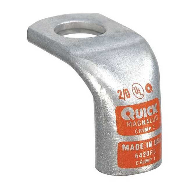 One-Hole Compression Lug, 3/8 in Stud, Standard Barrel, Copper, Orange