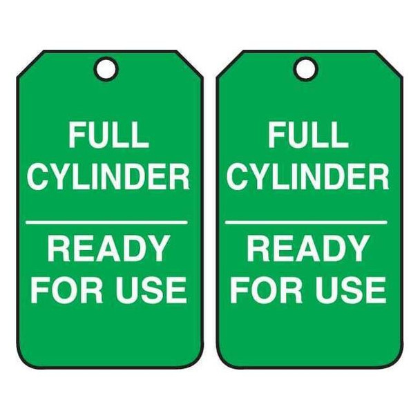 Accuform Cylinder Tag, 5 3/4 in H, 3 1/4 in W, English, MGT203CTP,PK25 MGT203CTP