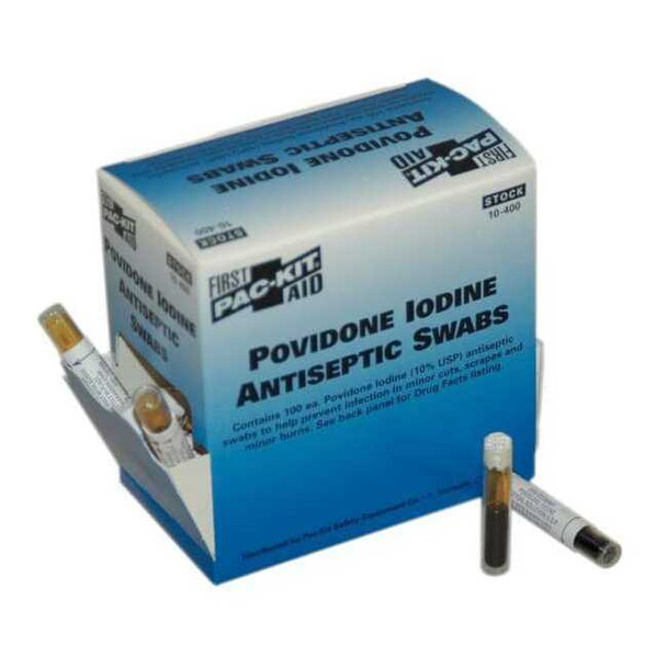 First Aid Only PVP Swabs,Packet,4-1/4 In.,PK100 10-400