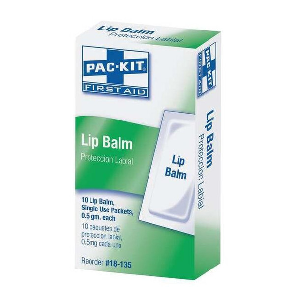 First Aid Only Lip Balm,Packet,0.5g,PK10 18-135