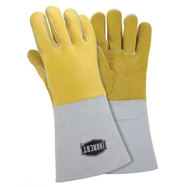 Welding Gloves, Gauntlet Cuff, Reinforced Thumb, Premium Elkskin, L, 1 PR