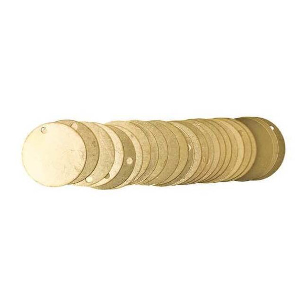 Brady Blank Tag, Brass, 2 in H x 2 in W, 2 in Dia., Brass, Round, 25 PK 23211
