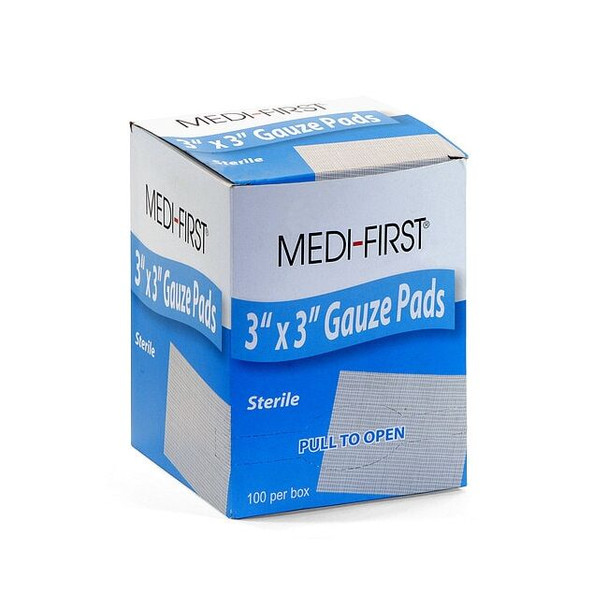 Medi-First Gauze Pad, Cotton Blend Gauze, PK100 61233