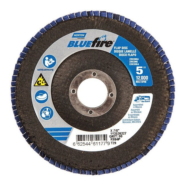 Norton Abrasives Flap Disc,5 In x 60 Grit,7/8 66254461177