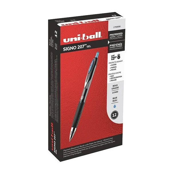 Uni-Ball Retractable Rollerball Gel Pen, 1.0 mm, Blue PK12 1790896