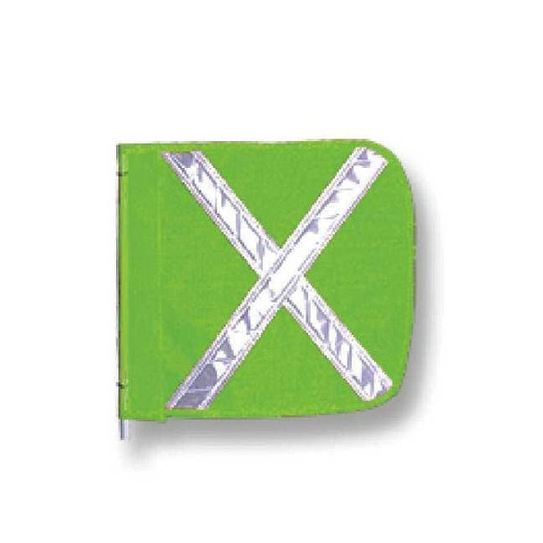 Warning Whip Flag Reflexite X, Green, Nylon Mesh, Mounting Clip