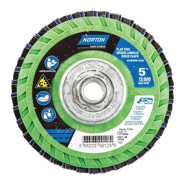 Norton Abrasives Flap Disc,5 In x 40 Grit,5/8-11 66623399128