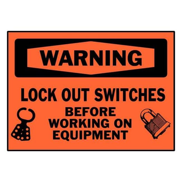 Brady Equipment Label,Black/Orange,PK5 86247