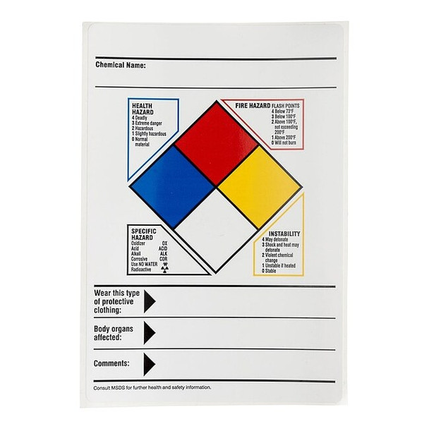 Brady Label, Hazard Data, Vinyl, 4 in W, 5 7/8 in H 121075