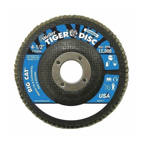 4-1/2" Big Cat Abrasive Flap Disc Flat Phenolic Bkng 40Z 7/8" Arbr Hl