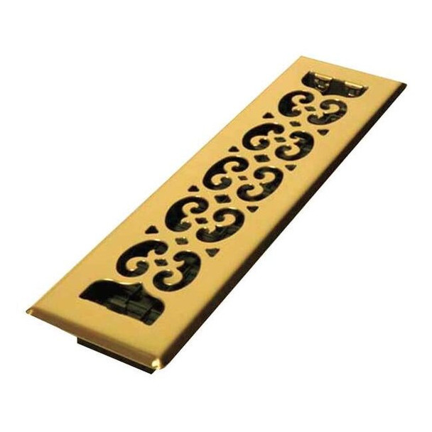 Decor Grates Floor Register 3.75 X 15.5, Bright Brass, Brass SPH214