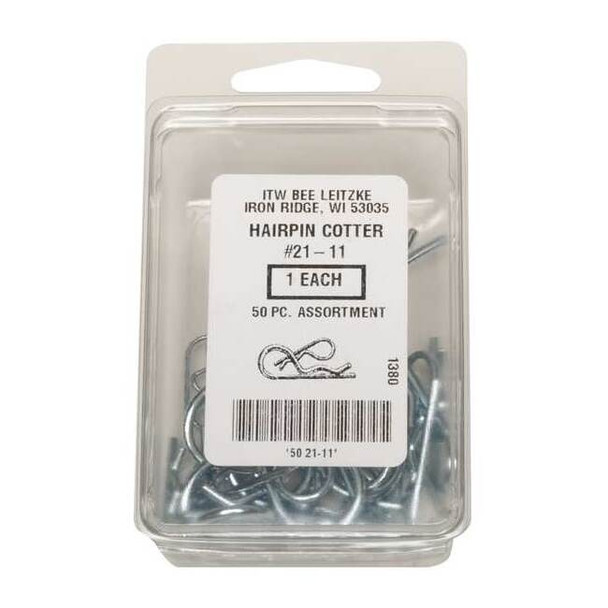 Cotter Pin Assortment, Stainless Steel, Zinc Plated, 50 Pcs