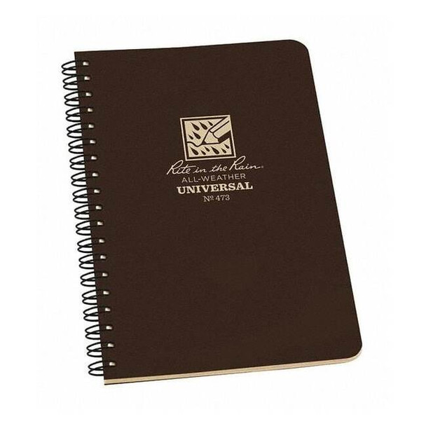 Rite in the Rain Spiral Notebook,4-5/8 x 7" Sz,Br Cover 473