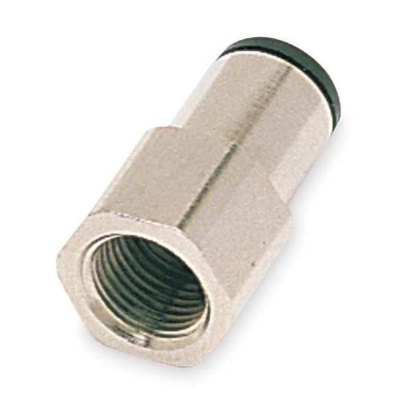 Push-Fit Adapter Fitting, 5/16 in Tube Size, Brass, Silver, 10 PK