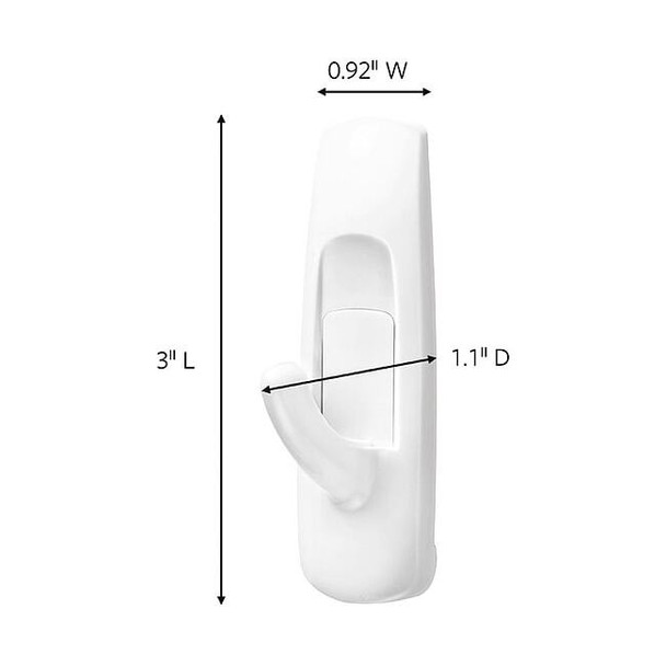 Command Hook, White, Plastic, 1 in D, PK6 17001-6ES