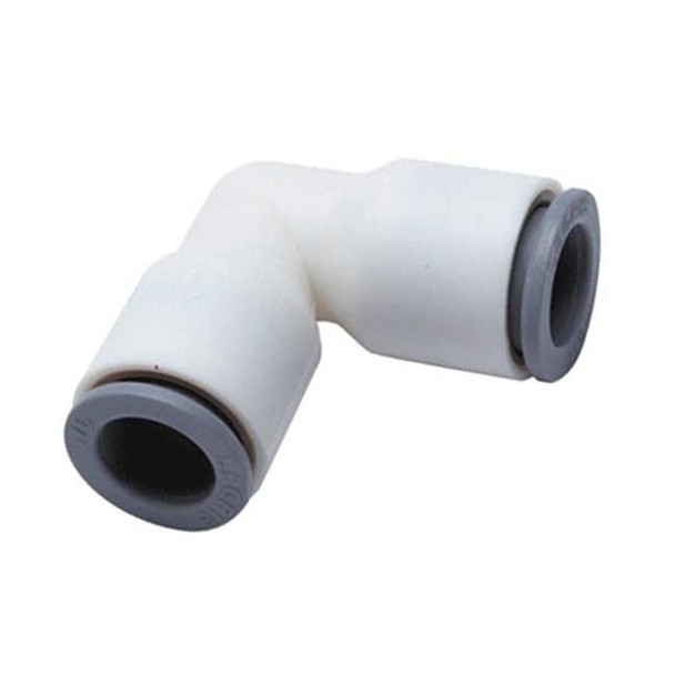 Push-Fit Elbow Fitting, 5/16 in Tube Size, Bio-Based Nylon, White, 10 PK