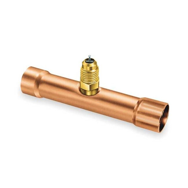 Jb Industries 1/4" Access Valve Swaged T,Brass/Copper A31344