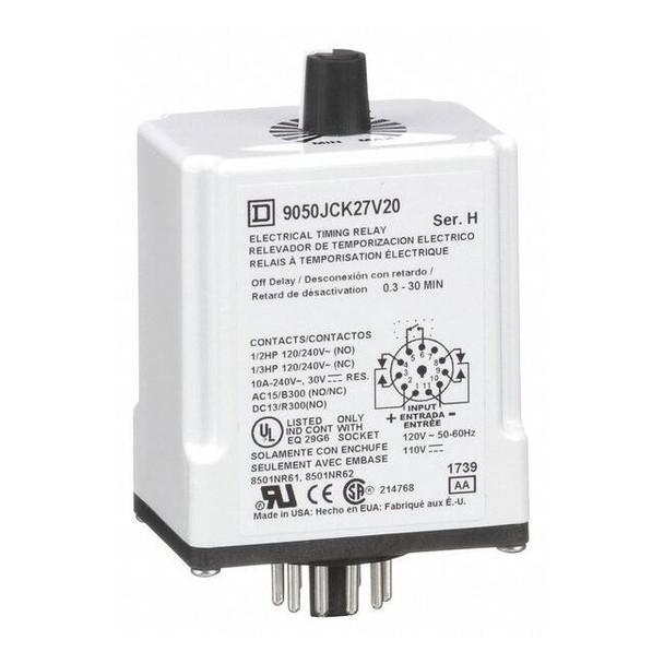 Single Function Time Delay Relay, Octal, Off Delay, 1 Functions 120V DC, DPDT