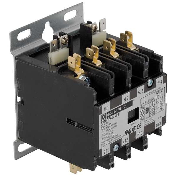 Definite Purpose Magnetic Contactor, 277V AC, 4 P, Non-Reversing, 3 Phase
