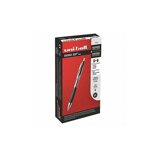 Uni-Ball Retractable Gel Pen, Medium 0.7 mm, Red PK12 33952