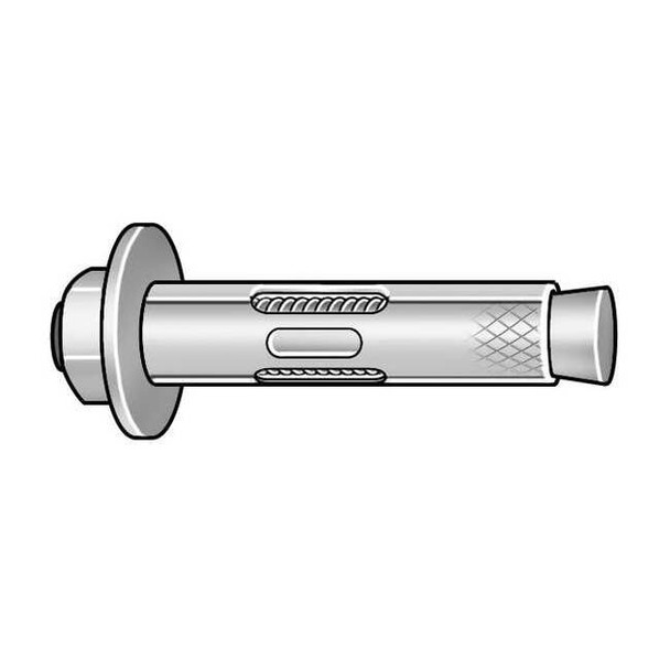 Dynabolt Sleeve Anchor, 1/2" Dia., 4" L, Carbon Steel Zinc Plated, 25 PK