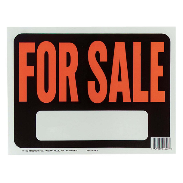 Hy-Ko 9x12 Plastic Sign, For Sale 3006 Pack of 10