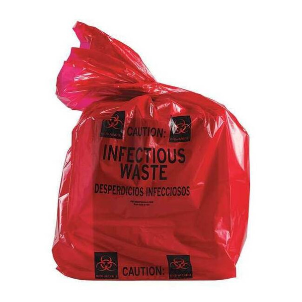 Brady 35 gal - 55 gal Trash Bags, 30 in x 36 in, Contractor, 3 mil, Red ASB-8BAG