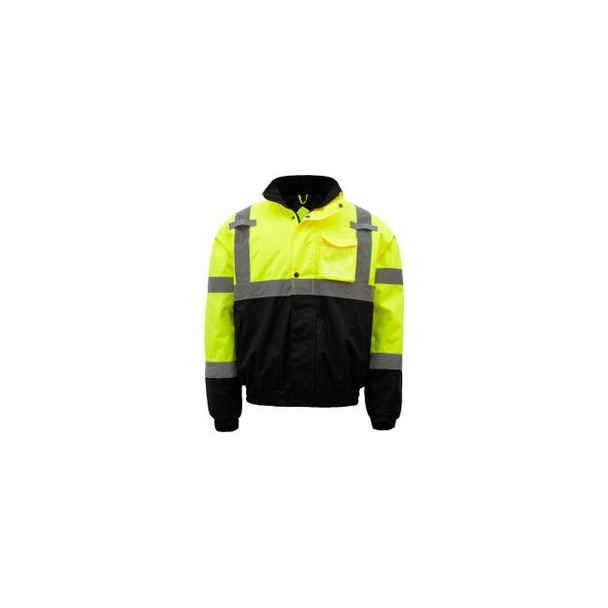 GSS Safety Hi-Visibility Class 3 Waterproof Quilt-Lined Bomber Jacket Lime/Black