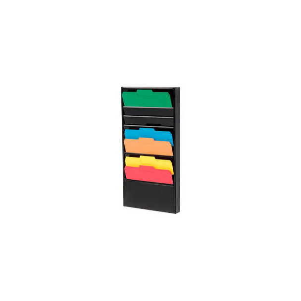 Global Industrial 10 Pockets - Medical Chart Hanging Wall File Holder - Black