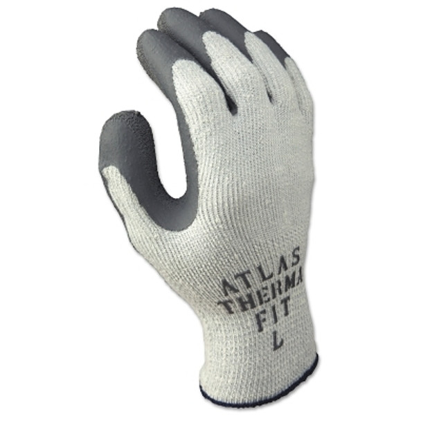 Atlas Therma-Fit 451 Latex Coated Gloves, Medium, Gray/Light Gray