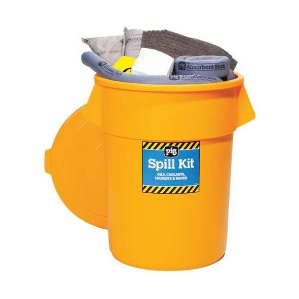 Spill Kit, 39 gal Volume Absorbed per Kit, 55 gal Capacity, Can, Yellow, 136