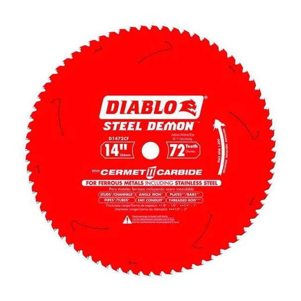 Diablo CircularSawBlade,Cermet,Dia:14" D1472CF