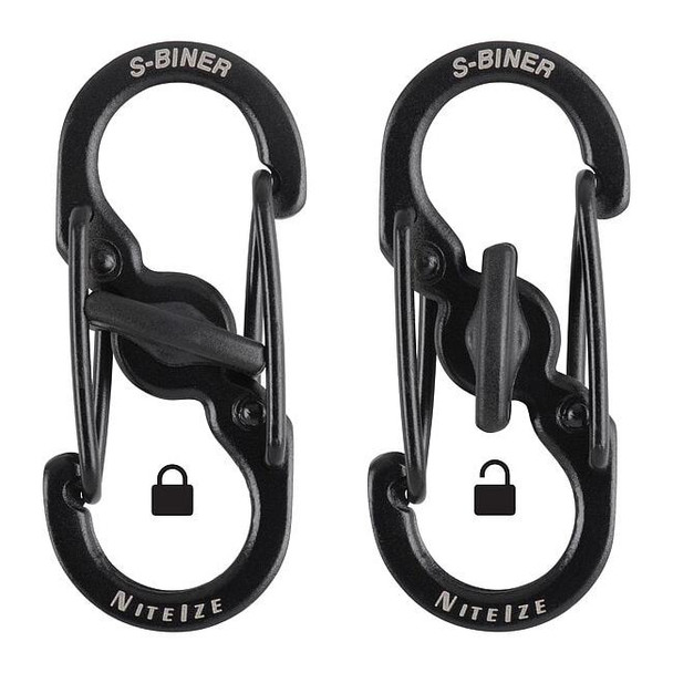 Nite Ize Double Carabiner, Twist Lock, Stainless Steel, Black LSBM-01-2R3