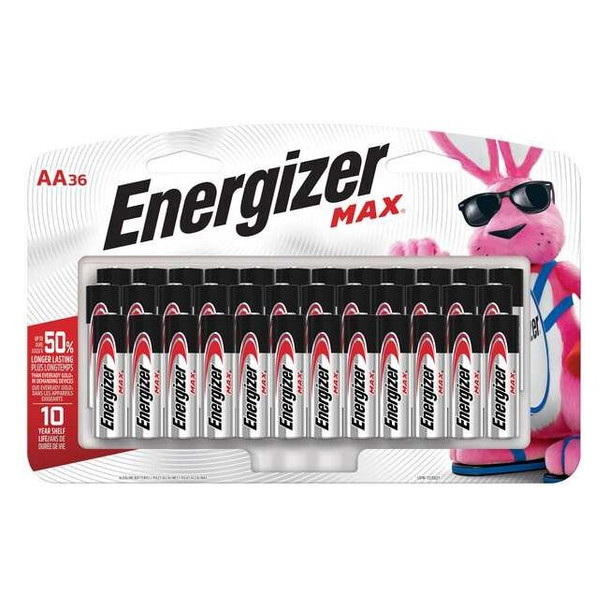 Energizer Energizer Max AA Alkaline Battery, 1.5V DC, PK36 E91SBP36H