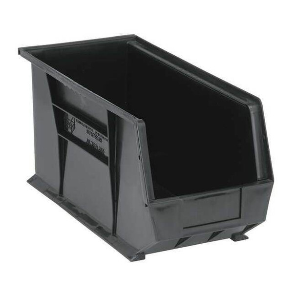 Hang & Stack Storage Bin, Polypropylene, Black, 9 in H, 8 1/4 in W, 18 in L