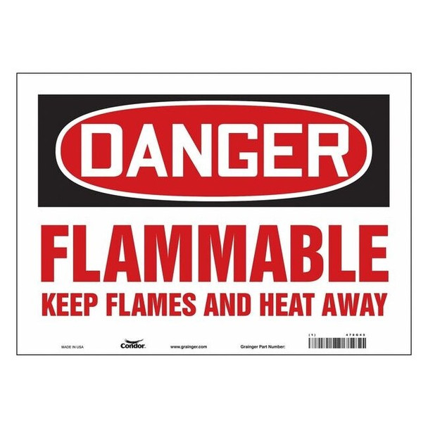 Danger Sign, 10 in H, 14 in W, Vinyl, Horizontal Rectangle, English, 478G45