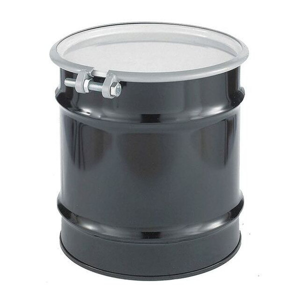 Open Head Transport Drum, Steel, 10 gal, Lined, Black