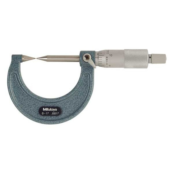Mitutoyo Point Micrometer,0 to 1",30 Deg Carbide 112-237