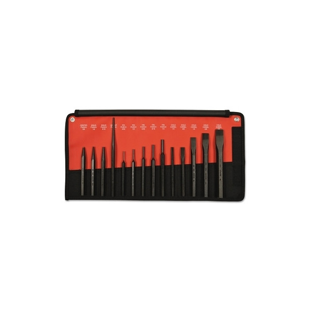 14 Pc Punch & Chisel Kits, Pointed/Round, English