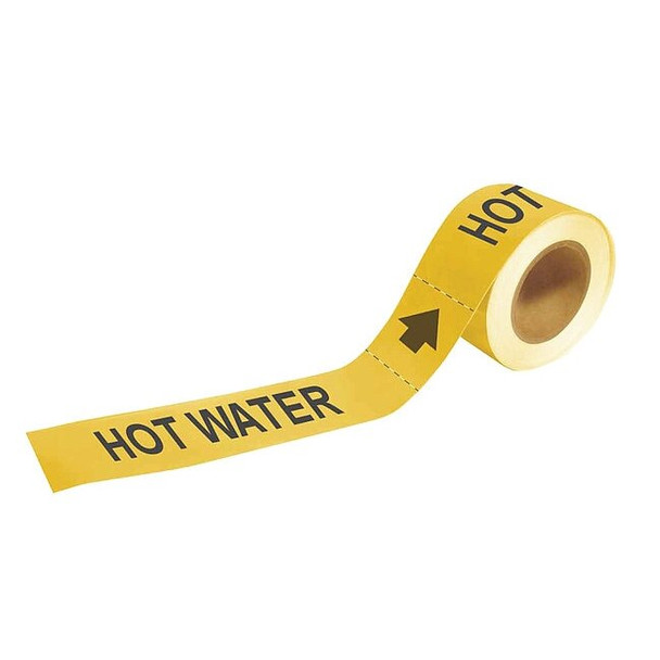 Brady Pipe Marker,Hot Water,2in H,12in W 73901