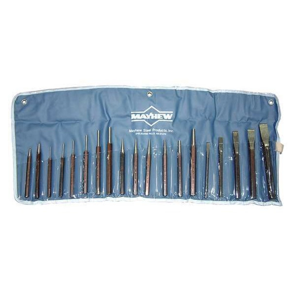 Mayhew Punch and Chisel Set, Steel, Black Oxide Finish, 19 Piece 61019