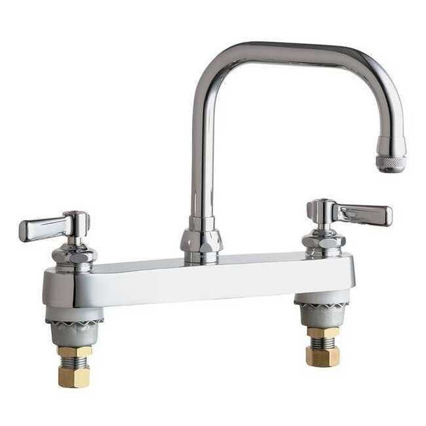 Low Arc Kitchen Faucet, Manual, 8" Mount, 2 Hole Commercial