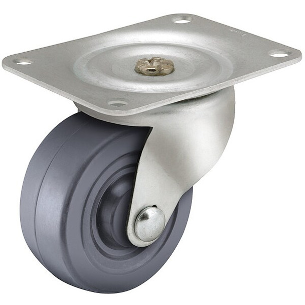 4" X 1-3/8" Non-Marking Rubber Hard Swivel Caster, No Brake, Loads Up To 300 lb