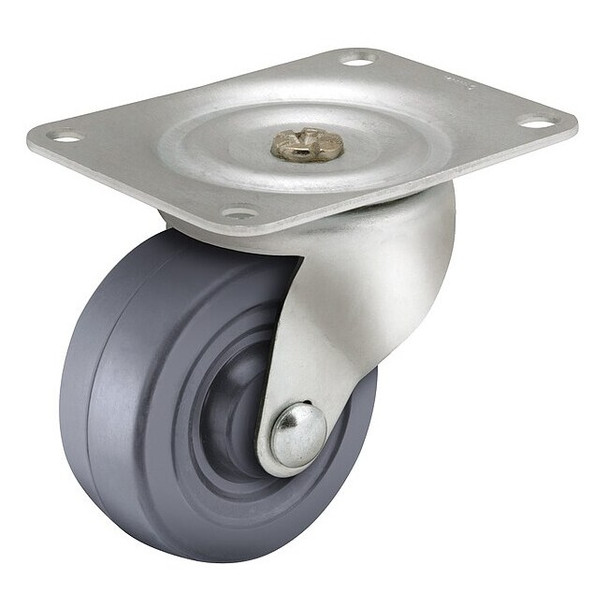 4" X 1-3/8" Non-Marking Rubber Hard Swivel Caster, No Brake, Loads Up To 300 lb
