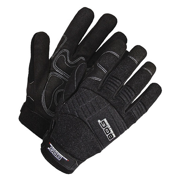 X-Site Mechanics Gloves, Synthetic Leather Palm, Spandex Back, M, Black